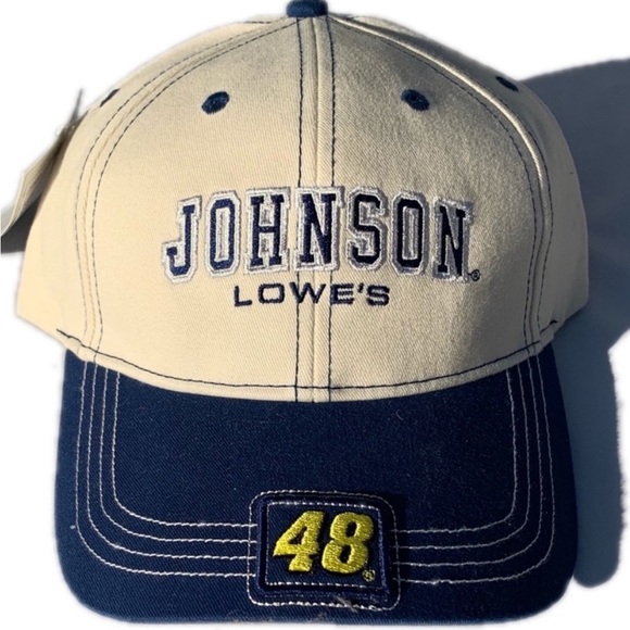 Jimmie Johnson Lowe’s NASCAR number 48 blue and white velcro strap back hat - Picture 2 of 6